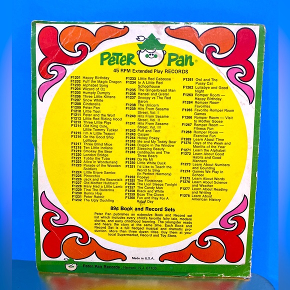 PETER PAN RECORD VINTAGE THE LITTLE WHITE DUCK VINYL 7” RECORD 4 FAVORITE SONGS - Picture 2 of 14